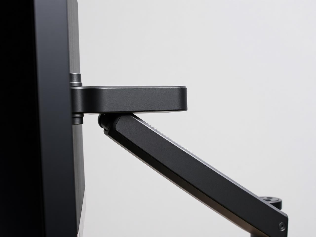 Close-up of the counter-balanced aluminium monitor arm joint